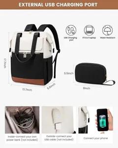 Multifunktionaler Damen Laptop Rucksack mit USB Ladeanschluss und praktischer Reisetasche.