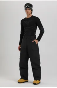 Mens waterproof winter ski pants cargo outdoor snow trousers thick windproof snowboard wear