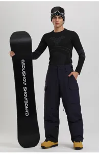 Waterproof cargo ski pants for men winter outdoor snowboard trousers thick windproof