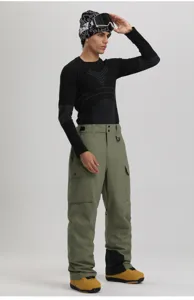 Mens winter outdoor waterproof windproof cargo ski pants for snowboarding and snow sports.