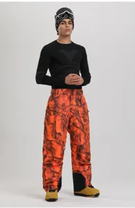 Men's winter waterproof windproof cargo ski pants with thick warm outdoor snow boarding design.