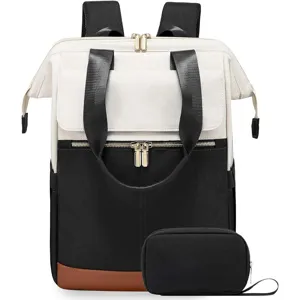 Grosse kapazitaet damen laptop rucksack stilvoll schwarz weiss reise schultertasche
