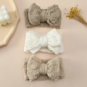 Bandeaux pour bébé avec grands nœuds, tissu crêpe élastique, accessoires de cheveux.