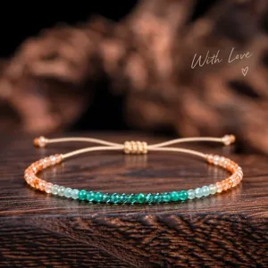 Dames verstelbare armband met facet kralen groen en oranje frisse stijl sieraden