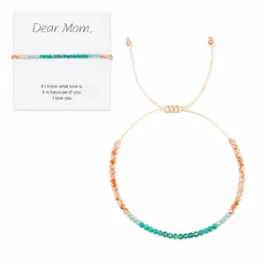 Vrouwen glas gefacetteerd kraal verstelbaar gevlochten armband groen oranje sieraden