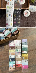 Original washi tape set featuring cute dalmatian dogs, letters, numbers and daily planner dates.