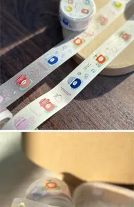 Taiwanese washi tape roll with cute jam and fruit patterns, decorative masking tape for crafts.
