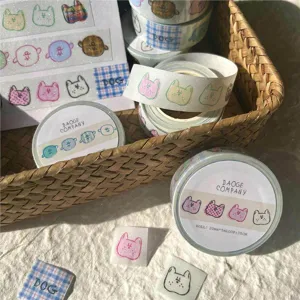 Korean Retro Washi Tape Cute Cartoon Animal Candy Design With Release Paper Decorative Journal Scrapbooking Stationery Tape