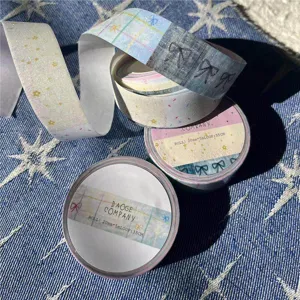 Daoge spring series glitter washi tape with release paper, Korean retro masking tape.