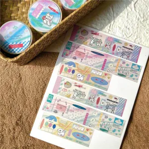Cute spring picnic washi tape roll with backing paper aesthetic deco stationery items.