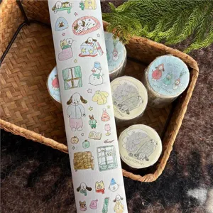 Cute Dalmatian Number Letter Washi Tape Tearable Adhesive Sticker Roll For Journal Scrapbooking Decorative Stationery