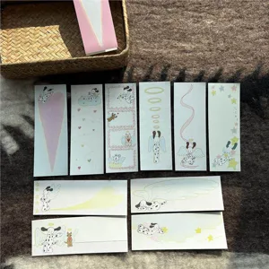 Cute angel puppy long memo pad set, aesthetic original journaling sticky notes for daily plans.