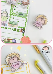 Cute acrylic planner clips for bullet journal, thick sticky notes clip, stationery decorative items.