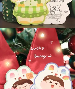 Cute rabbit shaped postcard greeting card set, perfect for festival wishes and messages.
