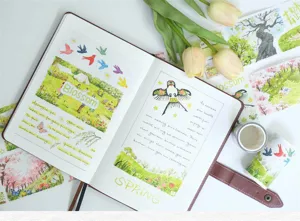 Spring theme decorative masking tape detail scene, wonderful journal sticker design.