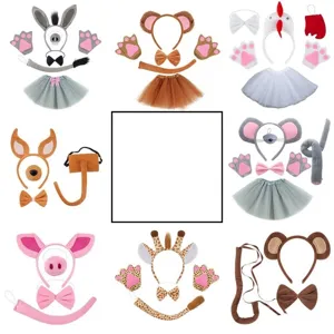Halloween animal costume set with headband tail tutu skirt for kids party performance dress up