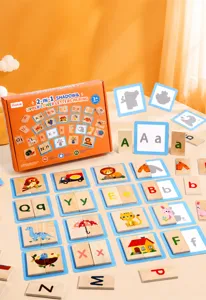 Jouet éducatif en bois 2 en 1 pour enfants, puzzle d'association d'ombres et de lettres.