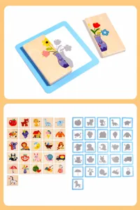 Jouet educatif en bois de correspondance d'ombres pour enfants vue de detail de puzzle