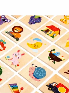 Jouet de puzzle en bois pour enfants, blocs colorés de dessin animé éducatif détail.