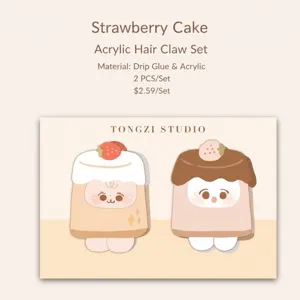 Cute epoxy glitter acrylic journal clips set, adorable strawberry cake memo binder clips for daily use.