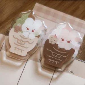 Cute Epoxy Acrylic Binder Clip Set Creative Cartoon Snack Animal Memo Clip Student Stationery Desktop Ornament