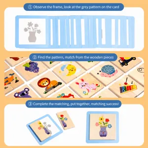 Jeu de puzzle d'association d'ombres en bois pour enfants, jouet educatif de concentration.