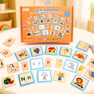Jouet de puzzle d'association d'alphabet en bois pour enfants, jeu éducatif de correspondance