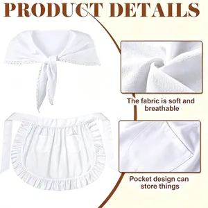 Détail accessoire costume de bonne en dentelle blanche avec tissu doux et design de poche pratique.