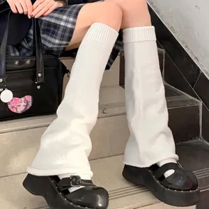 Guêtres tricotées blanches style japonais pour femmes, chaussettes amples mode quotidienne