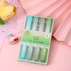 CY 4-piece pastel highlighter set, eye-protection journaling pens in Morandi colors for students.