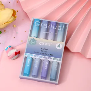 CY pastel highlighters set, 4pcs aesthetic markers for journaling, study notes and painting detail.
