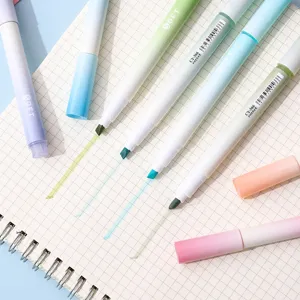 Morandi color double-ended highlighter set for students journaling, soft aesthetic color markers.