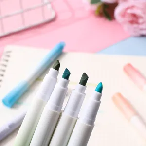 Morandi color highlighter set, aesthetic journaling pens with chisel tips for studying.