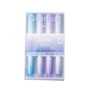 CY Morandi color 4-piece highlighter pen set, soft pastel markers for journaling and notes.