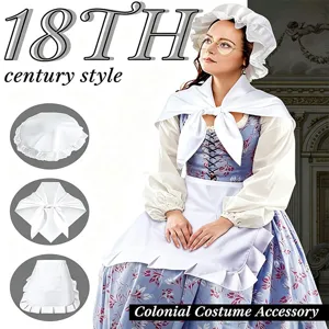 18e siecle costume colonial accessoire bonnet dentelle blanche tablier set fete