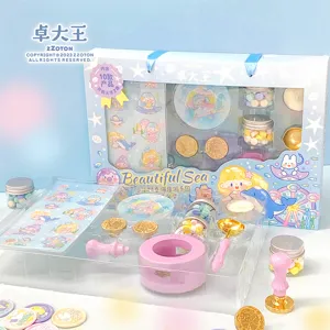 Kit Timbro con Ceralacca Tema Cartone Animato Testa di Sigillo in Metallo Con Perle di Cera Strumento Fai da Te