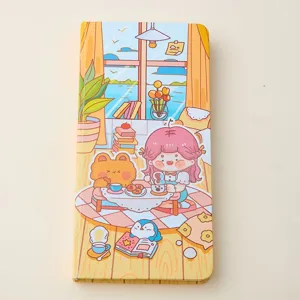 Grazioso quaderno planner settimanale con illustrazione di ragazza kawaii, pagine a quadretti.