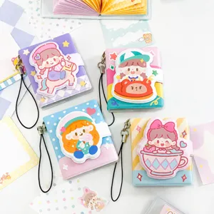 Mini Cuaderno de Dibujos Animados Diario de Bolsillo Portátil Lindo Bloc de Notas para Estudiantes Con Colgante Regalo de Papelería