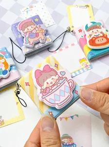 Bonito mini cuaderno con colgante de dibujos animados 3D y diseño lindo para regalo de estudiantes.