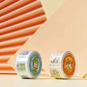 Cute cartoon sealing sticker rolls for DIY hand accounts and stationery decoration, detail view.