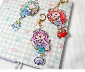 Schattige zeemeermin acryl sleutelhanger tasbedel decoratieve hangende hanger voor rugzak