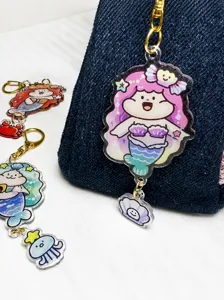 Meatball zeemeermin acryl sleutelhanger schattige tas charm hanger cartoon accessoire