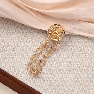 Large metal rose magnetic clothing clip decorative chain adjustable buckle for pant cuffs and hem.