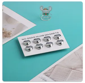 Silberne Herz Magnet Hijab Nadeln, starke magnetische Schal Schnallen, sicher und stylisch.