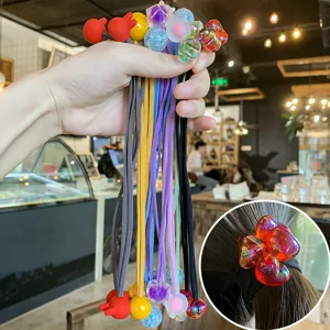 Kinderen Leuke Cartoon Haarelastiekjes Kleurrijke Lange Touw Haartouw Kralen Elastische Haaraccessoires Voor Meisjes Dagelijkse Haarstyling