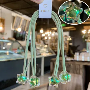 Groene ster haar elastiek lang touw schattige haaraccessoires voor meisjes dagelijks gebruik.
