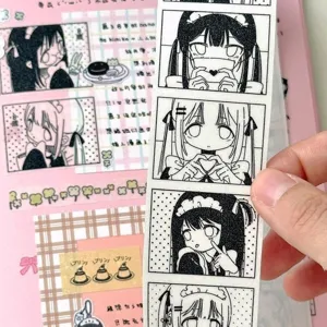 Radio Maid Cafe Anime Washi Tape And PET Tape Flash Sand Decorative Scrapbooking Journaling Tape DIY Craft Supplies
