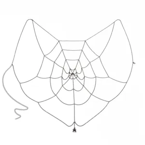 Gotische zwarte spinnenweb lichaam ketting, punk metalen schouder ketting voor dames.