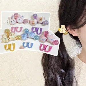 Chouchous de cheveux mignons de style crème pour enfants et femmes, accessoires avec ours et lapin.