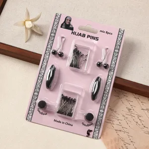 8pcs Hijab Pins Set Magnetic Brooch Clips Muslim Scarf Fixation Accessories For Women